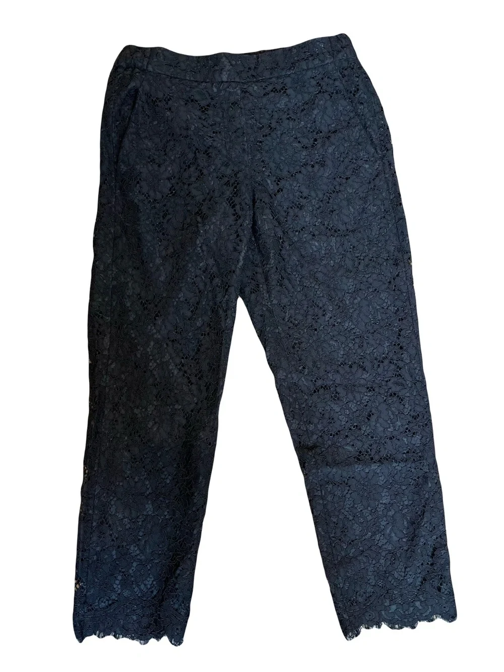 J. Crew | Black Lace Easy Pant Ankle Crop, Size 6